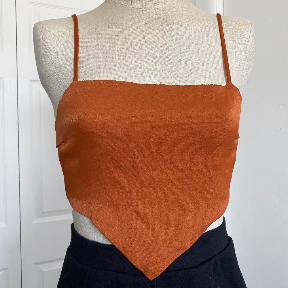 Forever 21 Rust Brown Handkerchief Hem Crop Top